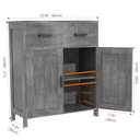 Kitchen Cabinet with 2 Doors & 2 Drawers - Buffet Storage Cabinet for Dining Room, Living Room, Bathroom, Coffee Bar Station & Hallway, Grey Wood