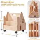 Kids Bookshelf for Toddlers, Montessori Wooden Bookcase with Wheels