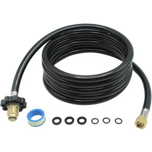 12FT Propane Torch Hose for Connection Weed Burner Heating Torch, G3/8-19 Left Hand Thread, 350 PSI, POL Connector, with Replacement O Ring Sealing Tape gasket