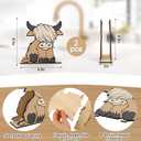 2 Pcs Wooden Highland Cow Napkin Holder Standing Brown Wooden Paper Holder Napkin Tissue Dispenser for Dining Room Cocktail Kitchen Table Countertop Decor