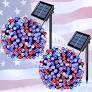 JMEXSUSS Red White and Blue Solar Lights 100LED 33ft Patriot Solar String Lights Waterproof, 8 Modes 4th of July Lights for Independence Day, Gardens, Tree, Outdoor 4th of July Decorations