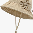 Baby Sun Hat UPF 50+ Toddler Bucket Hats Cute Girls Wide Brim Kids Cotton Hat for Outdoor Infant Beach Essentials (12-24 Months, Beige)