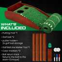Putting Green Indoor with Automatic Ball Return Golf Putting Mat with Putter Holder, 2 Golf Balls, Marking Tool & Storage Portable Golf Training Aid & Gift for Men Home Office