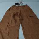 Women Linen Beach Pants Lightweight Cargo Sweatpants Wide Leg Elastic Waist Palazzo Pants Cover Up with Pockets(Rust-Small)