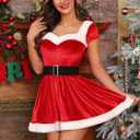 Aranmei Christmas Lingerie for Women Sexy Santa Babydolls Dress Chemise Sleepwear Red (Large)
