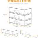 5 Pack Makeup Organizer Stackable, 12.1''L Bathroom Organizer and Storage Acrylic Undersink Drawer Organizer, Cosmetics and Beauty Supplies,Clear Plastic Storage Bins for Vanity,Pantry,Cabinet,Kitchen