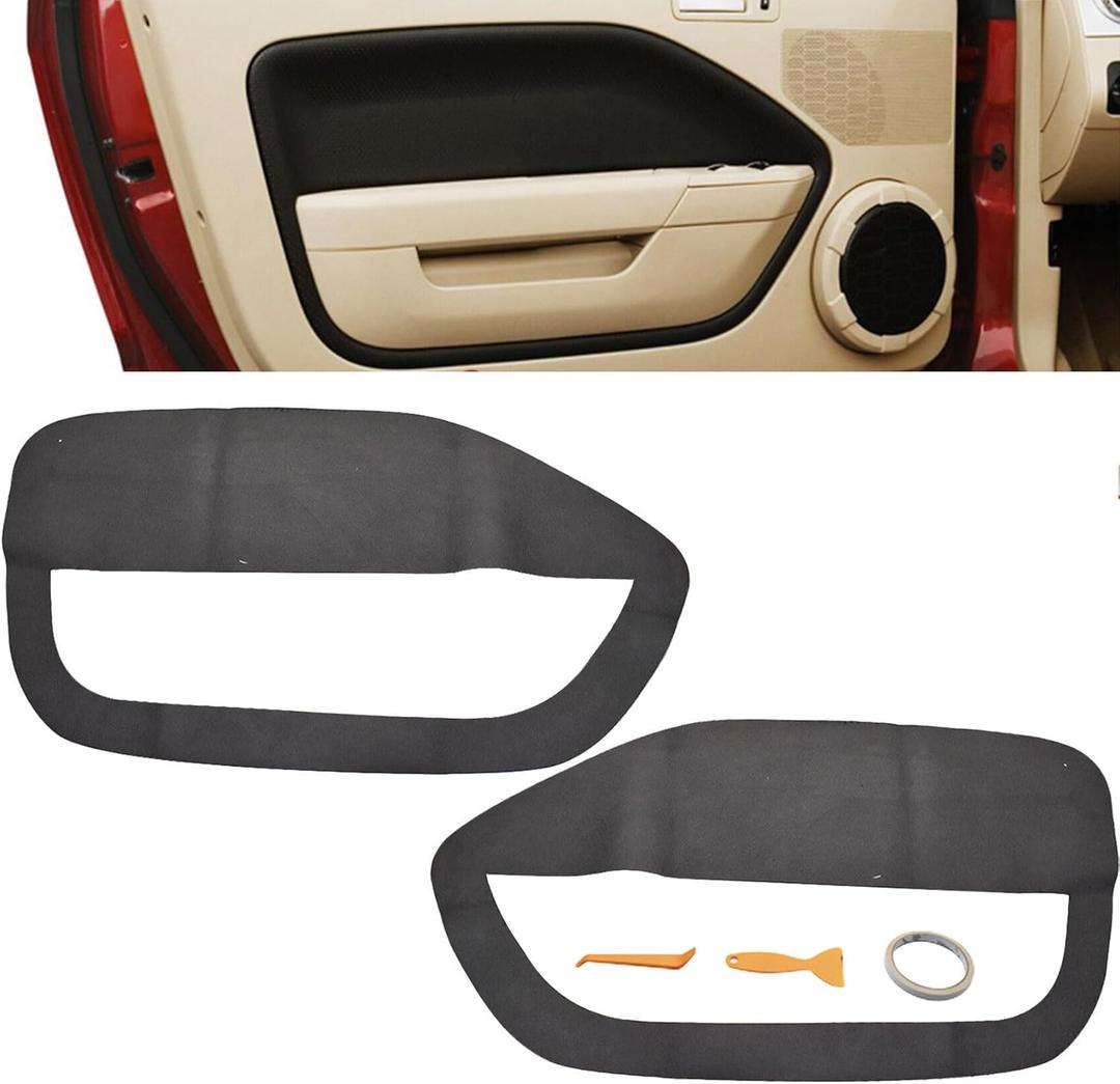 2Pcs Car Front Door Panel Leathe Insert Cards Cover Replacement for Mustang 2005-2009