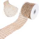 1PCS Gold Metallic Mesh Ribbon 2.75Inx5Yard Glitter Wired Ribbon Stretchable Wide 2.5In to 7In for Christmas Tree Wreath Gift Wrapping Bow DIY Crafts
