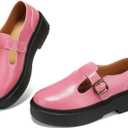 Women's Mary Jane Flats - Comfortable Vintage Style Shoes with Chunky Heel & Adjustable Strap-Fashion Casual Flats for Women (11, Pink)