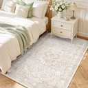 SameBed 9x12 Area Rug Living Room, Vintage Washable Carpet Neutral Beige