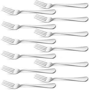 Briout Silverware, Dinner Fork 8 Inches, Forks Set of 12 Premium Food Grade Stainless Steel Forks for Home Kitchen Party Restaurant, Mirror Polished Dishwasher Safe