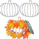 Halloween Pumpkin Wreath Frame Thanksgiving Pumpkin Frame Metal Wire Pumpkin Wreaths Frame Form Floral Fall Pumpkin Wreath with Welcome Sign for Halloween Craft Window Door Holiday Decoration