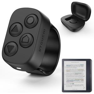 [Designed for Kobo] Remote, Stouchi #1 No-Clip Multi-Function Page Turner Ring with USB C Charging Case Hands-Free Reading for Clara BW/Libra Colour/Clara Colour/Elipsa/Clara 2E/Libra 2/Sage- Black