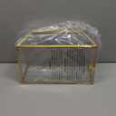 12.6" Glass Card Box Wedding Card Box with Lock for Wedding Reception Cosmetic Home Decor, Handmade Large Geometric Terrarium with Hinged Lid, Brass Frame - (Gold/Roof)