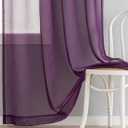 Sheer Curtains 84 inch Length 2 Panels Set, Semi Sheer Privacy Curtain Drapes, Purple Rod Pocket Window Treatments Voile Curtains for Windows Living Room Bedroom Sunroom French Doors, 52"W x 84"L