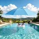 Floating Pool Umbrella with Weighted Base, Rust-Proof Aluminum Pole, 68.5 inches