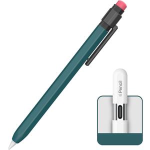 Apple Pencil USB C Case,Silicone Sleeve Protective Cover Perfect Grip Skin Classic Design with Sturdy Clip Compatible with Apple Pencil USB-c for ipad pro (Dark Green)