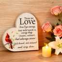 Mothers Day Memorial Gift Wooden Heart Sign Red Cardinal with Spring Leaves - Sympathy Gift for Loss of Loved One, Bereavement Tabletop Decor (Pack of 2)