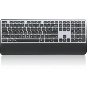 CITLLA Wireless Keyboard, Rechargeable Full Size MultiDevice Bluetooth Keyboard with Wrist Rest, 3Level Backlit, for Computer, Laptop, Tablet, Smartphone, Office,（US Layout）