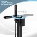 HAWKROWN Freestanding Bathtub Faucet, Floor Mount Bathtub Faucet with 2 Water Outlet Modes, Swivel Gooseneck Spout with Hand Shower,Single Handle, Max Flow Rate 7.4 GPM (Waterfall-Black)