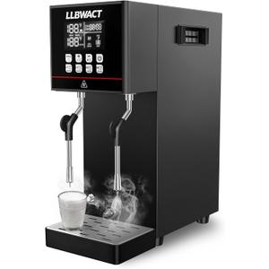 Dual-Head Commercial Steam Milk Frother, 2 Independent Wands, 15s Fast Frothing, 2000W 8L Continuous Steam, Independent Temp Control with LED Display for High-Volume Coffee Shop Restaurant