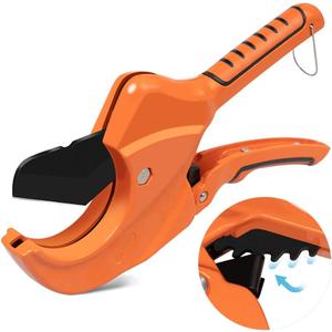AIRAJ Ratchet PVC Pipe Cutter,Cuts up to 2-1/2"PEX,PVC,PPR and Plastic Hoses,Pipe Cutters with Sharp SK5 Stainless Steel Blades,Suitable for Home Repairs and Plumbers