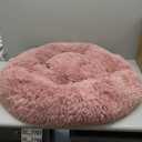 MFOX Calming Dog Bed for Medium and Large Dogs Comfortable Pet Bed Faux Fur Donut Cuddler (27.0"L x 27.0"W x 8.0"Th, Red)