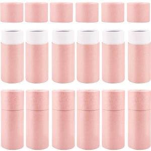 12 Pack 30ml Empty Kraft Paper Tubes Round Kraft Paperboard Jar Containers Cardboard Essential Oil Bottle Tube Box with Lid for Tea Coffee Cosmetic Crafts Gift Packaging - Pink
