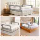 Bed Rail for Toddlers 71" Swing Down Bed Guard with Double Crossbar Stability, Gap-Free Foldable Baby Bed Rail for Queen King Full Twin Size Beds, Quick No-Tool Install, Gray