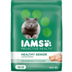 IAMS PROACTIVE HEALTH Healthy Senior Dry Cat Food with Chicken Cat Kibble, 16 lb. Bag
