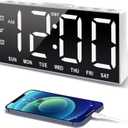 JALL Digital Alarm Clock with Large Display Big Bold Numbers, Dimmer, 2 USB Charging Ports, Snooze, Small Table Desk Clock for Bedroom, Living Room, Clock for Heavy Sleepers (White)