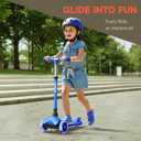 Blue Mini 3 Wheel Scooter for Kids Lean-to-Steer with LED Light-Up Wheels, Adjustable Handlebar, Wide Anti-Slip Deck, Smooth PU Wheels, Rear Foot Brake Toddler Scooter for Ages 2+