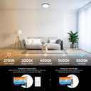 Feit Electric 14" Adjustable White LED Ceiling Fixture, Dimmable Flush Mount Light, Selectable Color Temperature, Matte Black Dual-Banded Finish, Energy Efficient, 50,000-Hour Lifespan, FM14/DR/6WY/BK, 14" x 14" x 2.6"