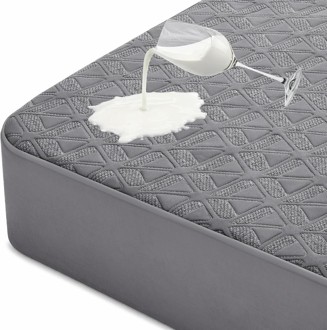 Waterproof Mattress Protector King Size, Soft Breathable Mattress Pad with Deep Pocket 8"-21", Noiseless 3D Air Fabric Cooling Mattress Cover for Bed, Machine Washable, Grey