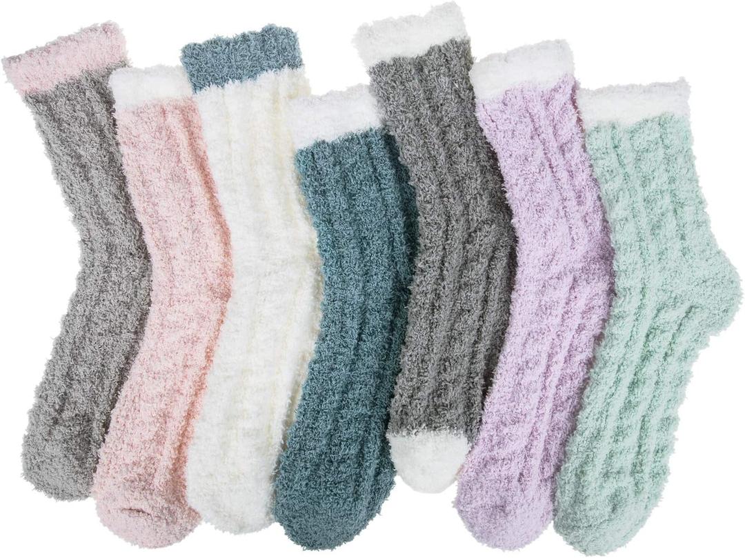 Chalier Womens Winter Fuzzy Socks Cozy Fluffy Sock Warm Fuzzy Christmas Socks for Women (Blue)