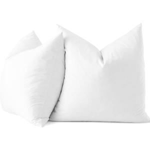 22x22 Feather Down Throw Pillow Inserts 100% Cotton Made in USA | Set of 2, Breathable Cotton Cover, Fluffy Feather Down Fill, for Sectional, Big Sofa, Bed Accent, Living Room