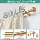 Heavy Duty Curtain Rods, 1 1/4 Inch Diameter Curtain Rod for Window 48-84Inch(4-7ft), Telescoping Large Drapery Rod with Adjustable Modern Brackets, Warm Gold