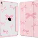 Case for iPad A16 11th 11 Inch 2025 / 10th Generation 10.9 Inch 2022, iPad 11/10 Gen Slim Shockproof Clear Transparent Back Protective Cover with Pen Holder,Auto Wake/Sleep, Pink