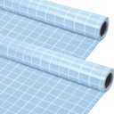 Kolldenn 2 Rolls Blue Grid Fabric Bulletin Board Paper Roll 4 x 12 ft Extra Large Non Woven Waterproof Roll Fade Resistant for DIY Craft Drawing Painting Classroom Decor(Blue Grid Style)