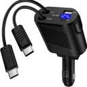 Retractable Car Charger for iPhone 16e, 4 in 1 45W USB C Car Charger Adapter with Type C Fast Charging Cable for iPhone 16 15 Pro Max Plus, Samsung Galaxy S25 S24 S23 S22 S21 A56 A16 A15 A14 A35 A55
