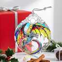Stained Glass Ornament, Christmas Ornament, Hanging Ornaments for Home Decor & Christmas Tree Ornaments – Exquisite Holiday Decor, Xmas Gifts & Holiday Present - Dragon