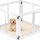 Clear Acrylic Dog Playpen with Door,23.6" Puppy Playpen,Easy Assemble Pet Fence for Puppies/Small Dog Play Pen Indoor (White, 23.6"&40", 4 PC(Transparent Sheet))
