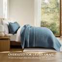 EVERGRACEHOME Cotton Sateen Quilt Set Queen Size, Pre-Washed Cotton Channel Stitch Coverlet Bedspread, 3 Pieces Lightweight Soft Bedding Sets for All Season, with 2 Pillow Shams, Sonoma Blue, Full/Queen
