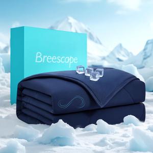 Breescape Cooling Comforter King Size - BlendTek Q-Max>0.46 Tech, Breathable Blanket for Hot Sleepers & Night Sweats Relief, Premium Lightweight Summer Bedding, 106x96 Inches, Twilight Blue Breescape Cooling Comforter King Size - BlendTek Q-Max>0.46 Tech, Breathable Blanket for Hot Sleepers & Night Sweats Relief, Premium Lightweight Summer Bedding, 106x96 Inches, Twilight Blue