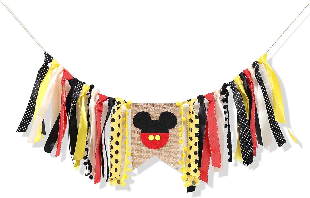 Mouse High Chair Banner - Mouse Birthday Party Decorations, First Year Highchair, Animal High Chair Banner, 1st Birthday Decoration, Cake Smash Backdrop Props