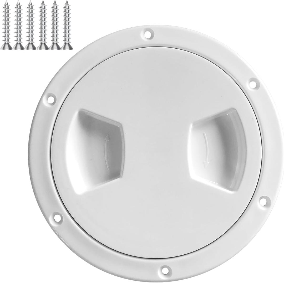 JZLiner Boat 5 Inch Inspection Port Boat Access Seal Kayak Hatch Plus RV Marine Tight Hole Cover Lid (White)