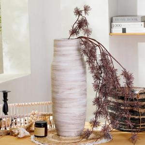 ALMA 17 inch Extra Tall White Ceramic Vases for Centerpieces Farmhouse Living Room Floor, Boho Pampas Grass Vase for Fireplace Mantel Decor, Modern Minimalist Rusic Floor Vase for Organic Home Decor