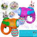 Bubble Guns for Toddlers,2 Pack Rabbit Bubble Machine for Kids, Bubble Blower with 10 Bubble Solutions,Outdoor Bubble Toy Summer Birthday Party Favors Gift for Age 3 4 5 6 7 8 Years Old Boys Girls