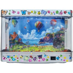 Aquarium Night Light with Rotating Castle Scene - Moving Picture Projection, White Mood Light for Bedroom/Office Decor, Unique Gift Idea