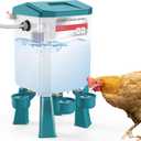 Automatic Chicken Waterer, Float-Controlled Chicken Water Feeder with 4 Water Cups, 158.4-Inch Hose with 3/4'' and 1/2'' Ends, Large Poultry Waterer for Chick Quail Duck Turkey (2 Gallons, Blue)